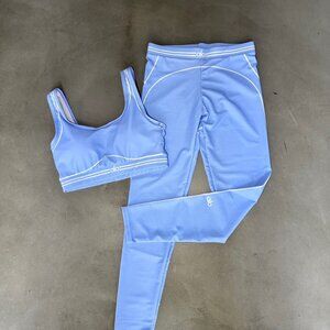 Alo Blue Sports Bra and Leggings Set, Size S